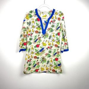 J. Crew Hawaiian Graphic Tunic Shirt Dress Travel Tourist Clothes Size XS
